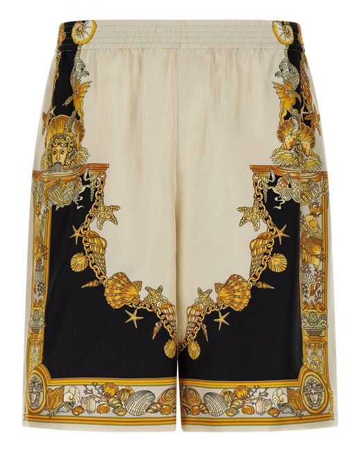 Versace 'coral Theatre' Print Bermuda Shorts in het Black voor heren
