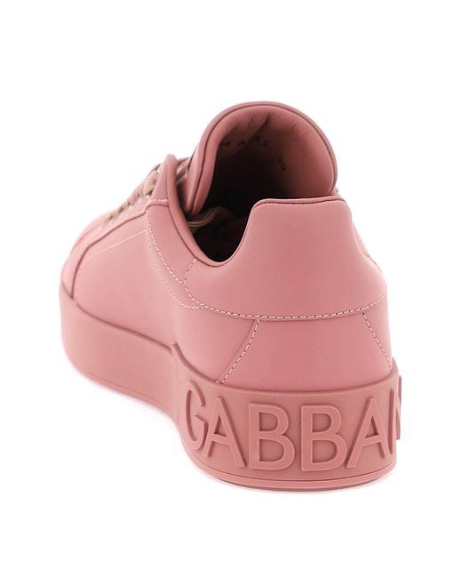 Dolce & Gabbana Pink Sneaker Portofino Aus Kalbsleder