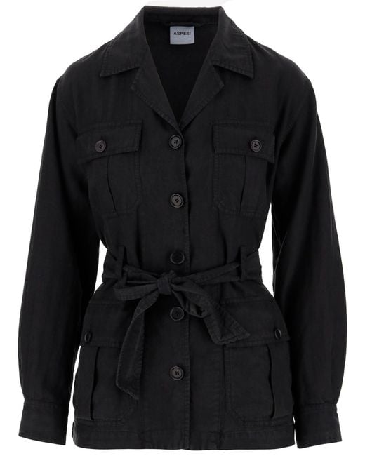 Aspesi Black Safari Jacket With Belt