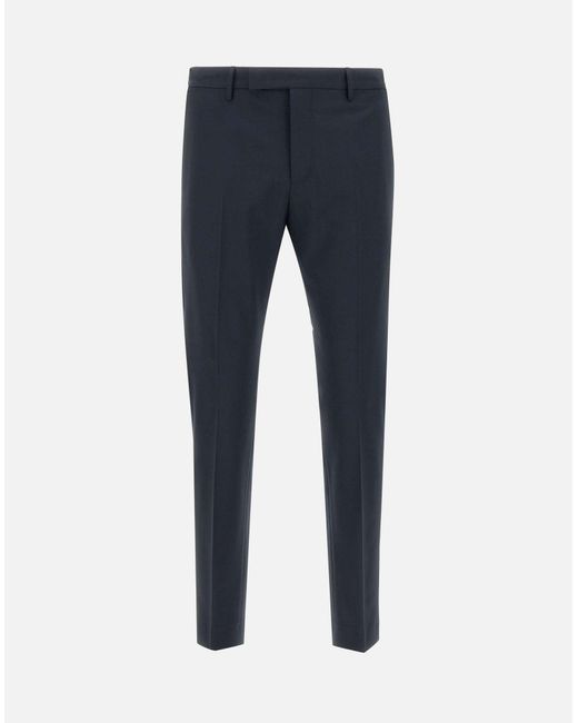 PT Torino Blue Dieci Wool Trousers For for men