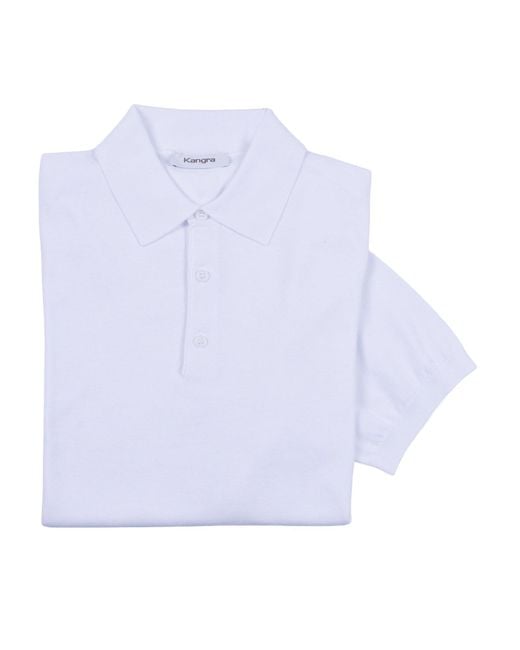 Kangra Cashmere White Polo Con Bottoni Rasata Calata for men