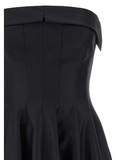 Alberta Ferretti Black Off-The-Shoulder Midi Dress With Structured Corset