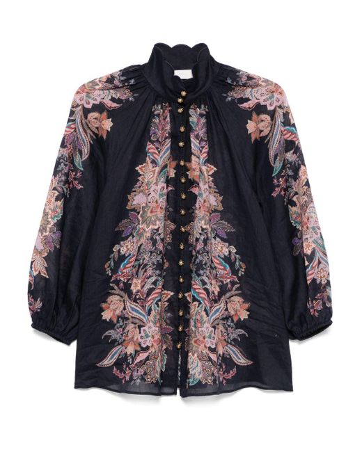 Zimmermann Rhiannon Billow Blouse in het Multicolor