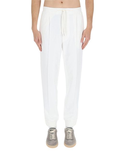 Brunello Cucinelli White Cotton Jogger Pants for men