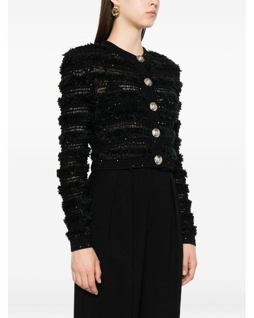 Balmain Black Tweed Cardigan