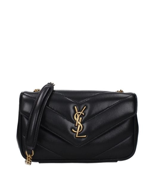 Saint Laurent Black Loulou Crossbody Bag Leather
