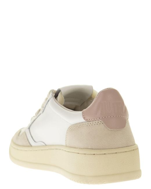 Autry White Medalist Low Leather And Suede Sneakers