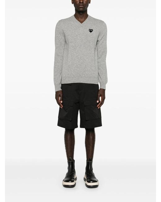 COMME DES GARÇONS PLAY Gray Mélange-Effect Wool Jumper