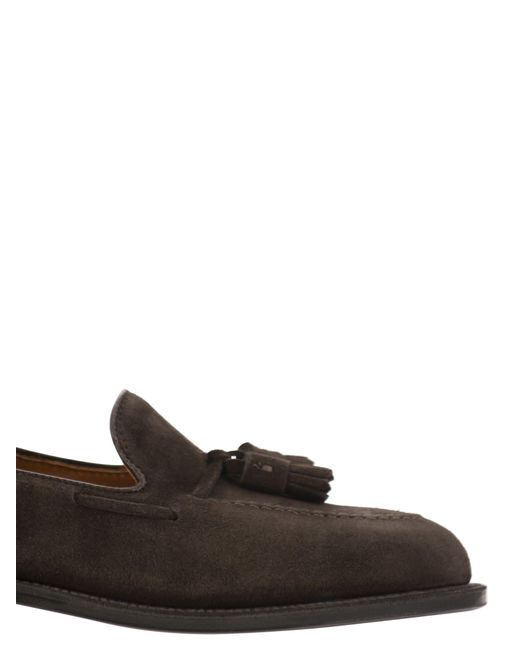 Alden Brown Suede Leather Tasseled Loafer for men