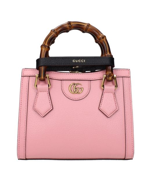 Gucci Pink Borse A Mano Diana Donna Pelle Rosa
