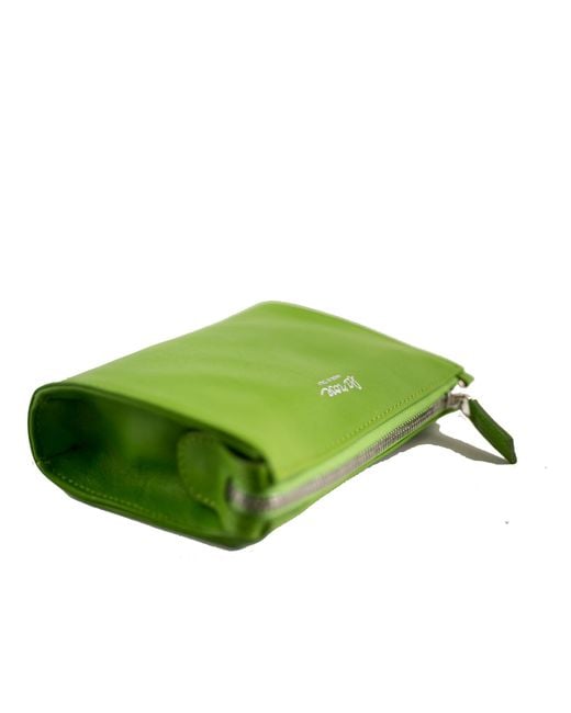 LA ROSE Green Minimal Leather Make Up Bag