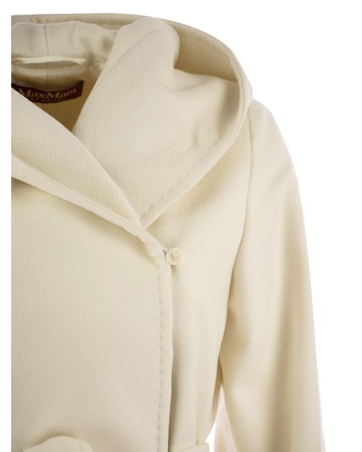 Max Mara Newmang Wollen Jas Met Kap in het Natural