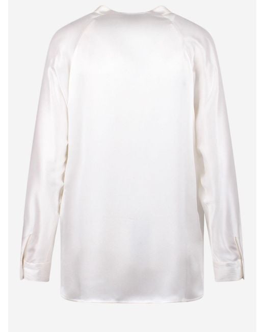 Vince White Silk V-Neck Shirt