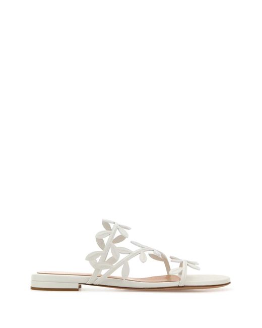 Gianvito Rossi White Nappa Leather Flavia Slippers