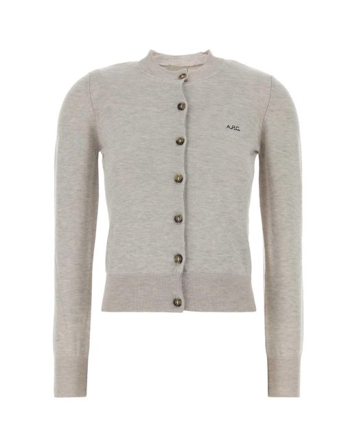 A.P.C. White Melange Wool Blend Rosa Cardigan