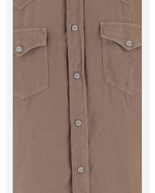 Finamore 1925 Brown Linen Shirt for men