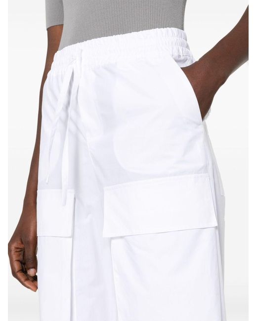 P.A.R.O.S.H. White Straight-Leg Cotton Cargo Trouser