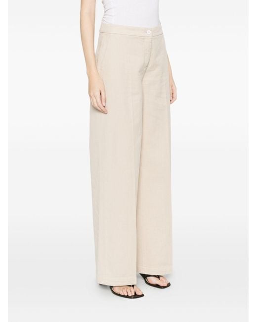 Via Masini 80 White Cotton Wide Leg Trousers