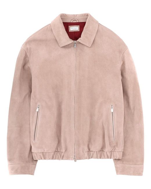 Brunello Cucinelli Pink Shirt Collar Jackets for men