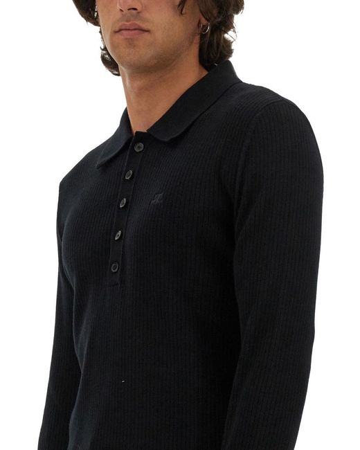 Courreges Black Slim Fit Polo for men