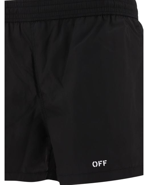 "Off Stamp" Swin Shorts di Off-White c/o Virgil Abloh in Black