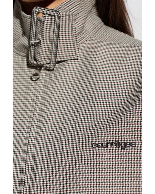 Courreges Gray Bomber Jacket Buckle Houndstooth