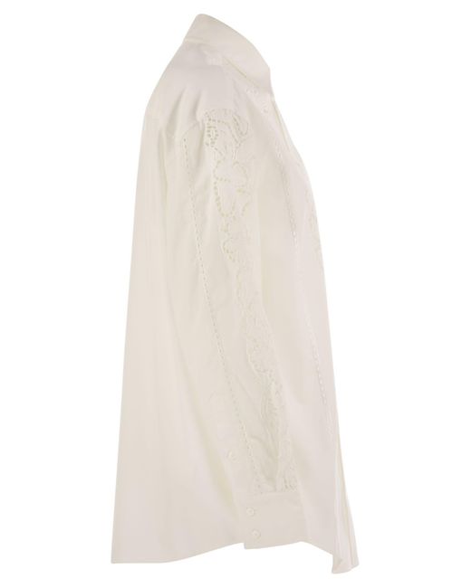 Weekend by Maxmara White Weekend Max Mara Elmi Embroidered Soft Poplin Shirt