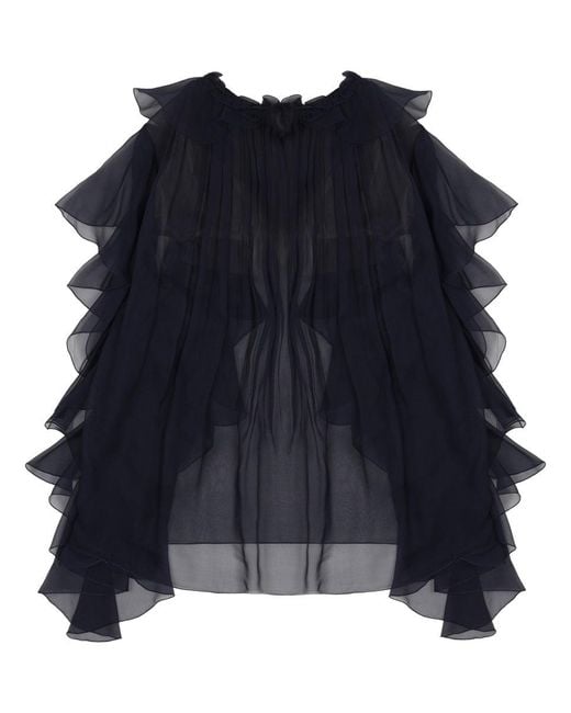 Alberta Ferretti Blue Solid Round Neck Top