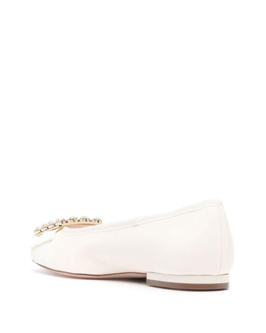 Roger Vivier Natural Très Vivier Leather Ballet Flats