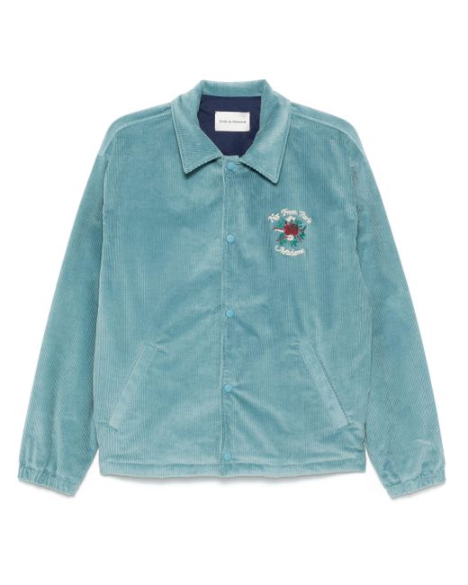 Drole de Monsieur Blue La Veste Slogan Fleurs Corduroy for men