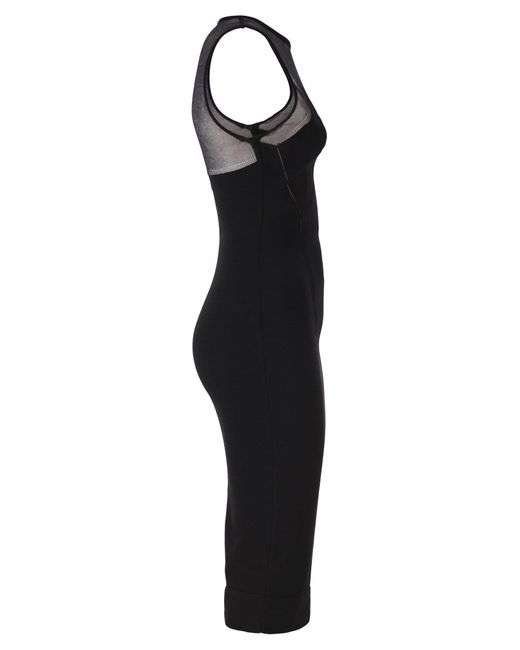Elisabetta Franchi Black Knitted Dress With Sheer Details
