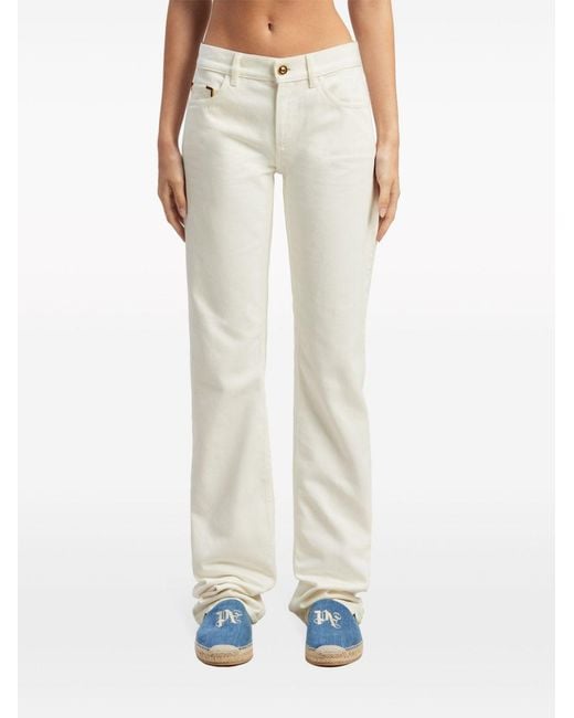 Palm Angels White Monogram Straight-Leg Jeans