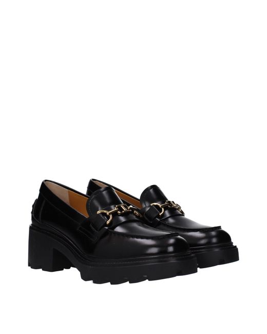 Tod's Black Moccasins Leather