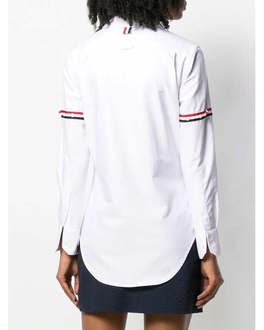 Thom Browne Oxford Blouse Met Streep in het White