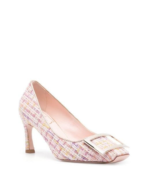 Roger Vivier Pink Knitted Slip On Pumps