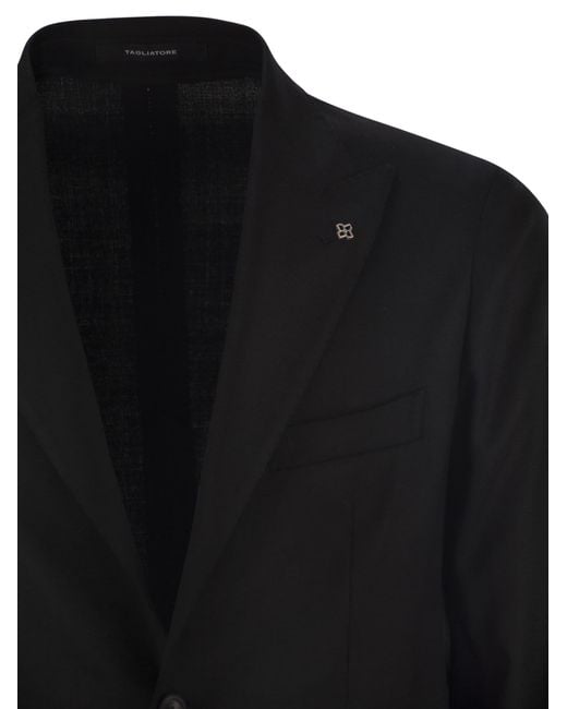 Tagliatore Black Two-Button Wool Jacket for men