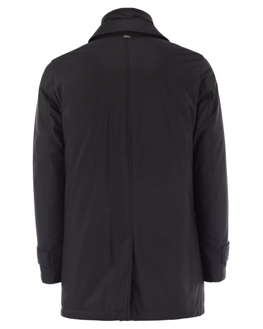 Herno Black Long Down Jacket With Buttons for men