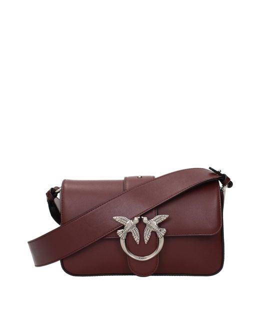 Pinko Purple Love One Crossbody Bags Leather/Burgundy