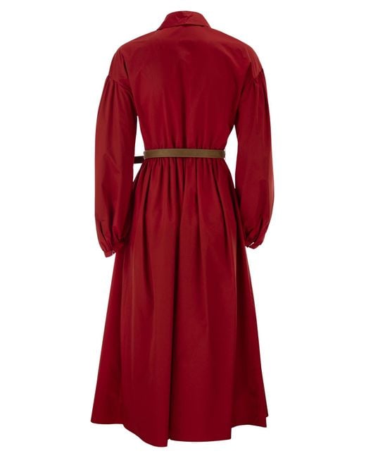 Max Mara Red Mstmarmo Cotton Shirt Dress