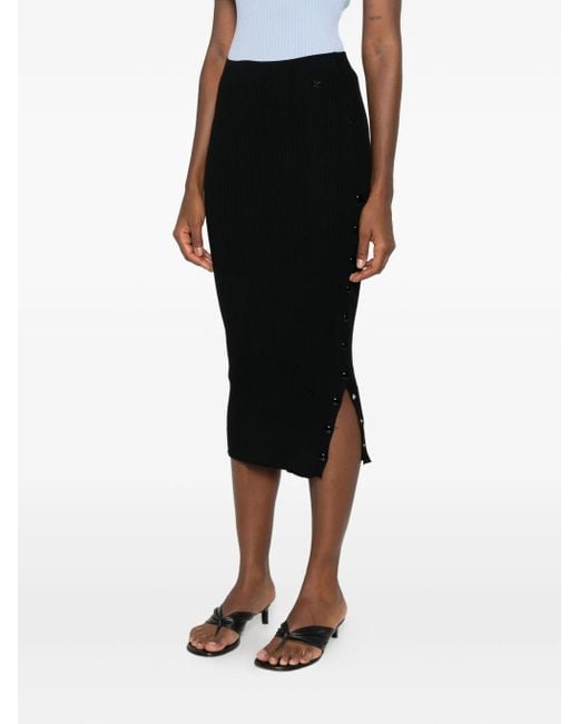 Courreges Black Multi Snap Light Rib Skirt Clothing