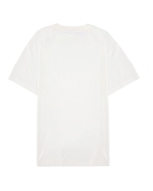 MM6 by Maison Margiela White Round-Neck Graphic Logo T-Shirt for men