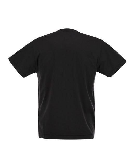 Stone Island Black Short Sleeved T Shirt With Compass Logo Patch for men