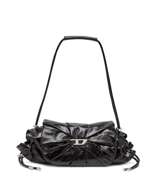 DIESEL Black Scrunch Leather Shoulder Bag