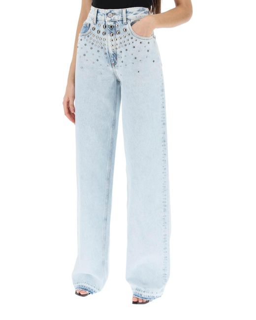 Jeans Con Borchie di Alessandra Rich in Blue