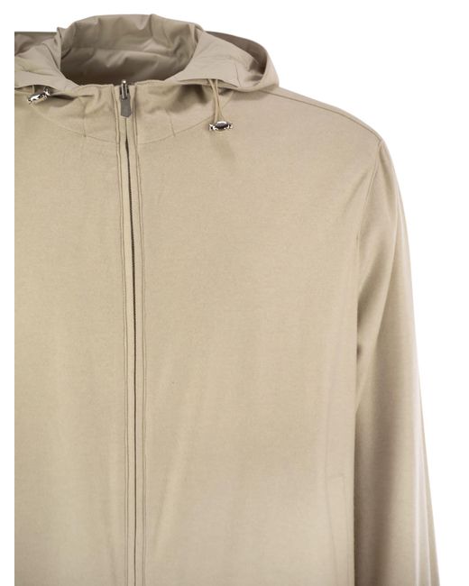 Fedeli Natural Reversible Bomber Jacket With Hood for men