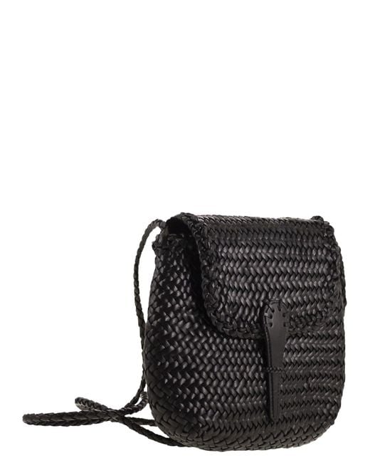 Dragon Black Mini City Bag Woven Leather Bag