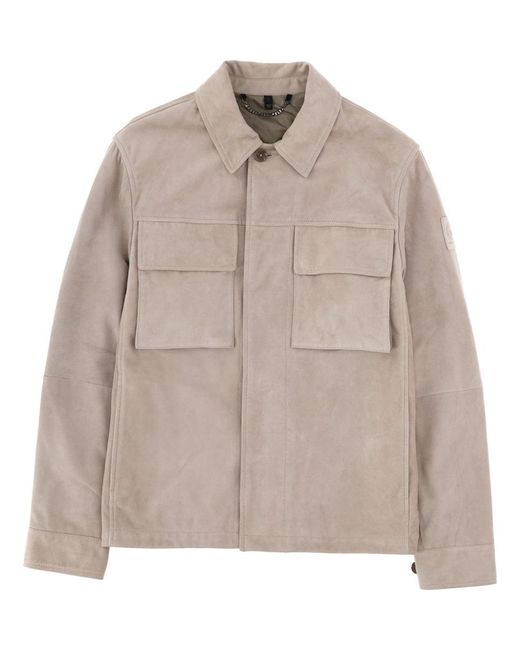 Belstaff Natural Solid Shirt Collar Jacket for men