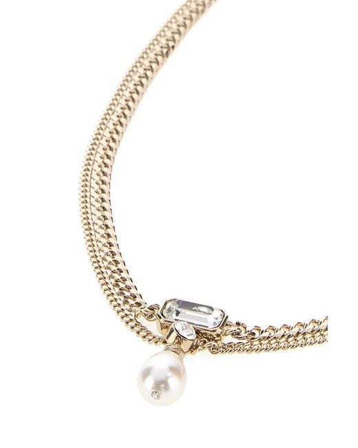 McQueen White Platinum Metal Skull Necklace