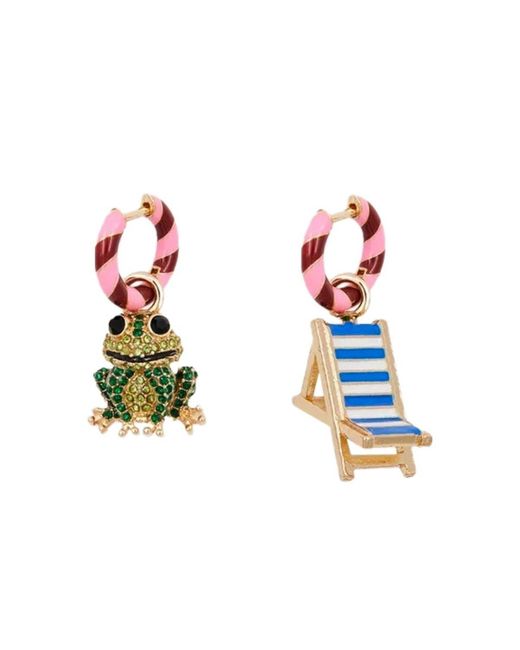 Essentiel Antwerp Pink Horry And Burgundy Earrings