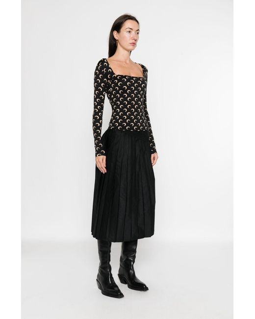 Top con cuello cuadrado y estampado de lunas de MARINE SERRE de color Black